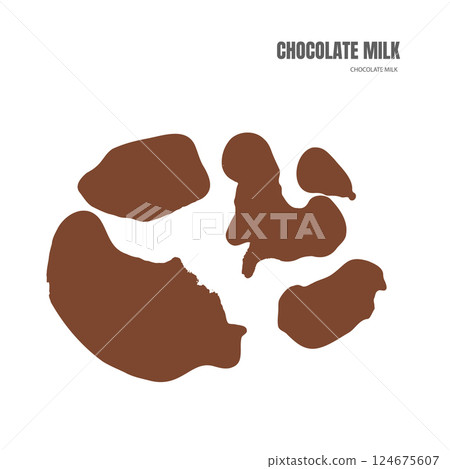 Spilled chocolate milk silhouette, hot chocolate puddle, liquid stain, coffee splatter, brown latte Spilled chocolate milk silhouette, hot chocolate puddle, liquid stain, coffee splatter, brown latte 124675607