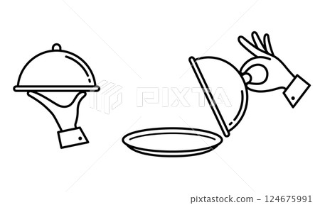 用鐘罩盛裝食物的簡單插圖集 124675991