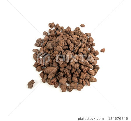 Volcano Stone Isolated, Red Volcanic Pumice, a Cold Piece of Lava, Basalt Extrusive Igneous Rock 124676846