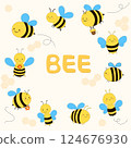 Cute honey bee character illustration set 124676930