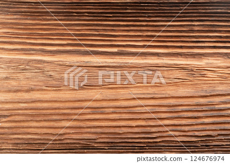Old wood textured background. Dark driftwood surface, burnt wood brushing, macro brown floor 124676974