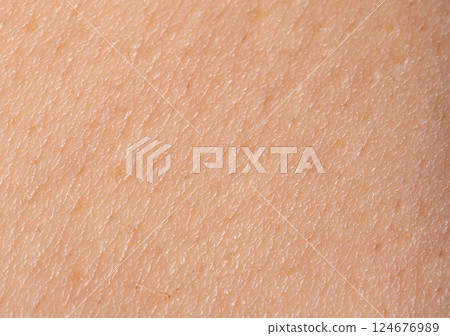 Macro texture of human skin, closeup view of healthy body skin, rough epidermis detail surface 124676989