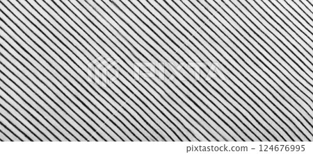 Diagonal Striped Cotton Fabric Background, Black and White Textile Pattern 124676995