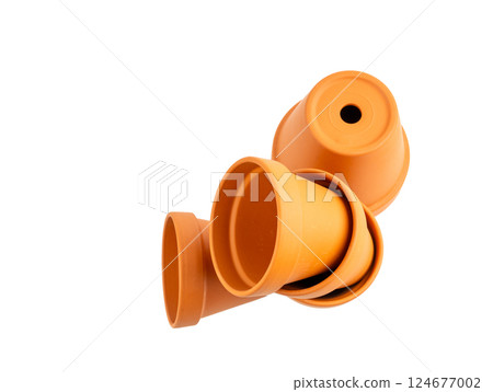 Empty terracotta flower pots, clay garden vase, brown ceramic plant container, garden pottery earthenware 124677002