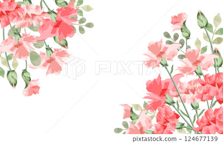 Carnation frame painted in watercolor Carnation frame painted in watercolor 124677139