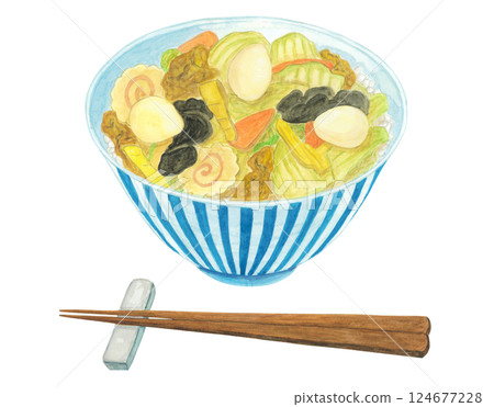 中國飯碗的水彩插圖 中國飯碗的水彩插圖 124677228