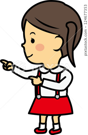 指著小學女孩 124677353