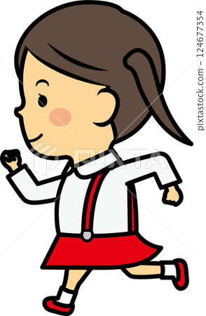 Running elementary school girl 124677354