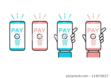 Variation illustration of a smartphone with a payment screen 124678637