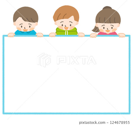 Three children looking down with copy space 124678955