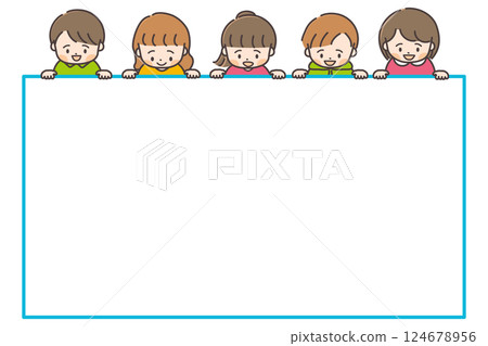 五個孩子低頭看著複製空間 五個孩子低頭看著複製空間 124678956