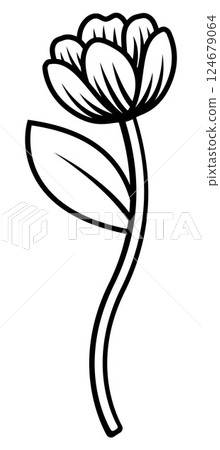 Flower Vintage Woodcut Retro Tattoo Design Style 124679064