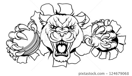 Panther Leopard Cougar Wildcat Cricket Ball Mascot 124679068