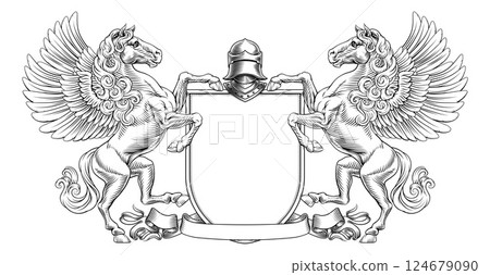 Heraldic Crest Pegasus Horse Coat Of Arms Shield 124679090