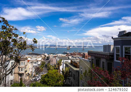 Panoramic view of San Francisco Bay and downtown skyline, USA 124679102