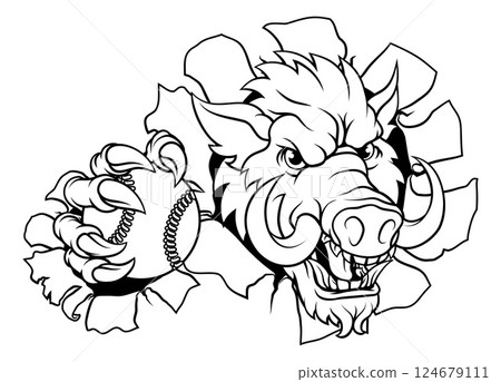 Boar Wild Hog Razorback Warthog Baseball Mascot 124679111