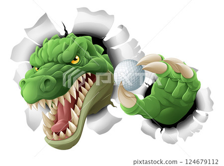 Crocodile Dinosaur Alligator Golf Sports Mascot Crocodile Dinosaur Alligator Golf Sports Mascot 124679112