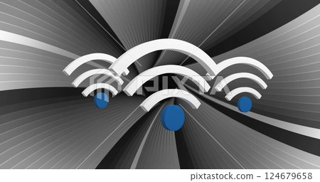 Image of digital wifi icons over grey patterned background 124679658