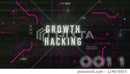 Growth Hacking text image over digital numbers and symbols on dark background 124679855