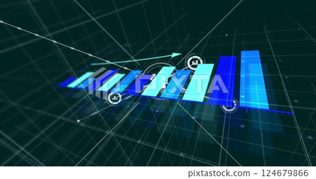 Bar chart and data points image over digital... - Stock Illustration ...