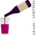 Illustration of a drink being poured from a bottle into a glass 124679910