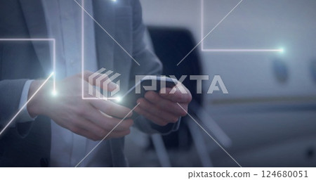 Holding smartphone, person interacting with digital interface image Holding smartphone, person interacting with digital interface image 124680051