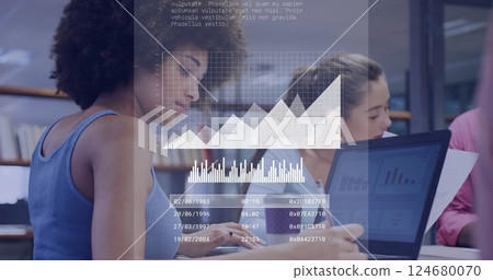 Data analysis and coding image over diverse business people working in office 124680070