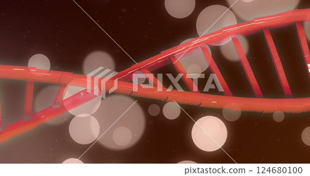 Image of spots and shapes over dna strand 124680100