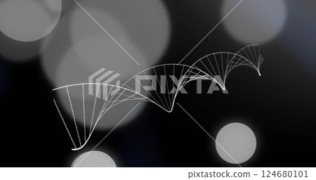 Image of spots and shapes over dna strand 124680101