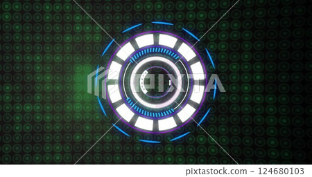 Image of scope scanning with moving pattern on black backgorund 124680103