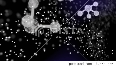 Image of dna strand over molecues Image of dna strand over molecues 124680276