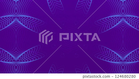 Image of blue shapes moving on purple background 124680280