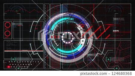 Image of digital data processing over black background Image of digital data processing over black background 124680368