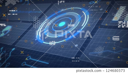 Image of digital data processing over black background 124680373