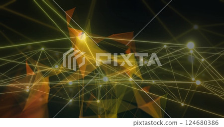 Image of network of connections over black background Image of network of connections over black background 124680386