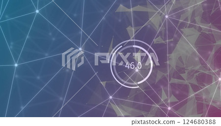 Image of network of connections and data processing on dark background Image of network of connections and data processing on dark background 124680388