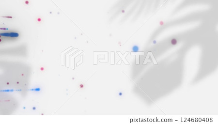 Image of light spots over leaves shadows on white background 124680408