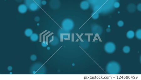 Image of glowing light spots moving over blue background Image of glowing light spots moving over blue background 124680459