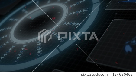 Image of scope scanning and data processing on black background 124680462