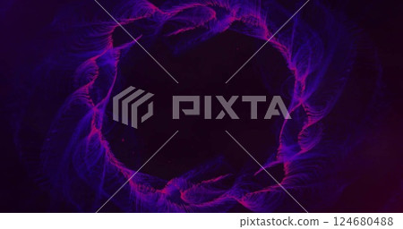 Image of glowing light trails moving over black background Image of glowing light trails moving over black background 124680488