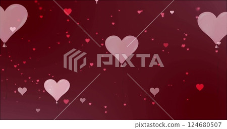 Image of heats floating on red background Image of heats floating on red background 124680507