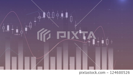 Image of financial data processing over dark background 124680526