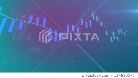 Image of financial data processing over dark background Image of financial data processing over dark background 124680575