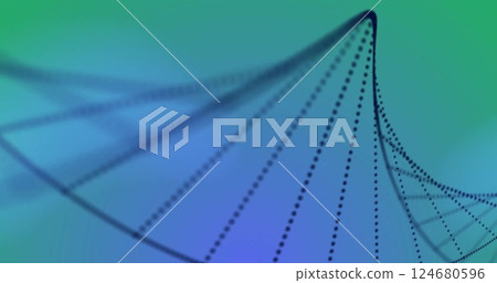 Image of dna and data processing over blue background 124680596