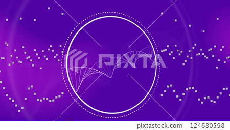 Image of dna and data processing over purple background 124680598