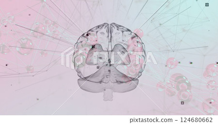Image of digital brain with network of connections on blue background Image of digital brain with network of connections on blue background 124680662