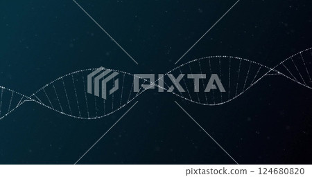 Image of dna and data processing over dark background 124680820