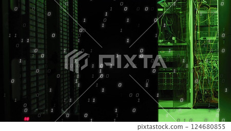 Image of data processing over server room 124680855