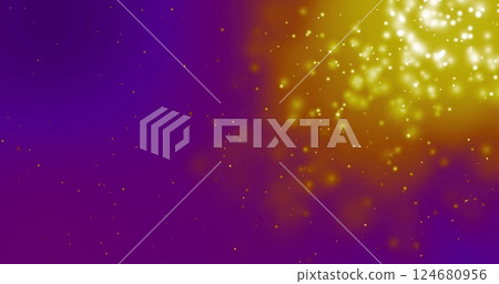 Image of glowing purple light trails moving over purple background 124680956