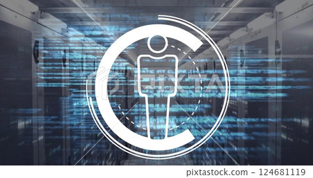 Image of people icon and digital data processing over computer servers Image of people icon and digital data processing over computer servers 124681119